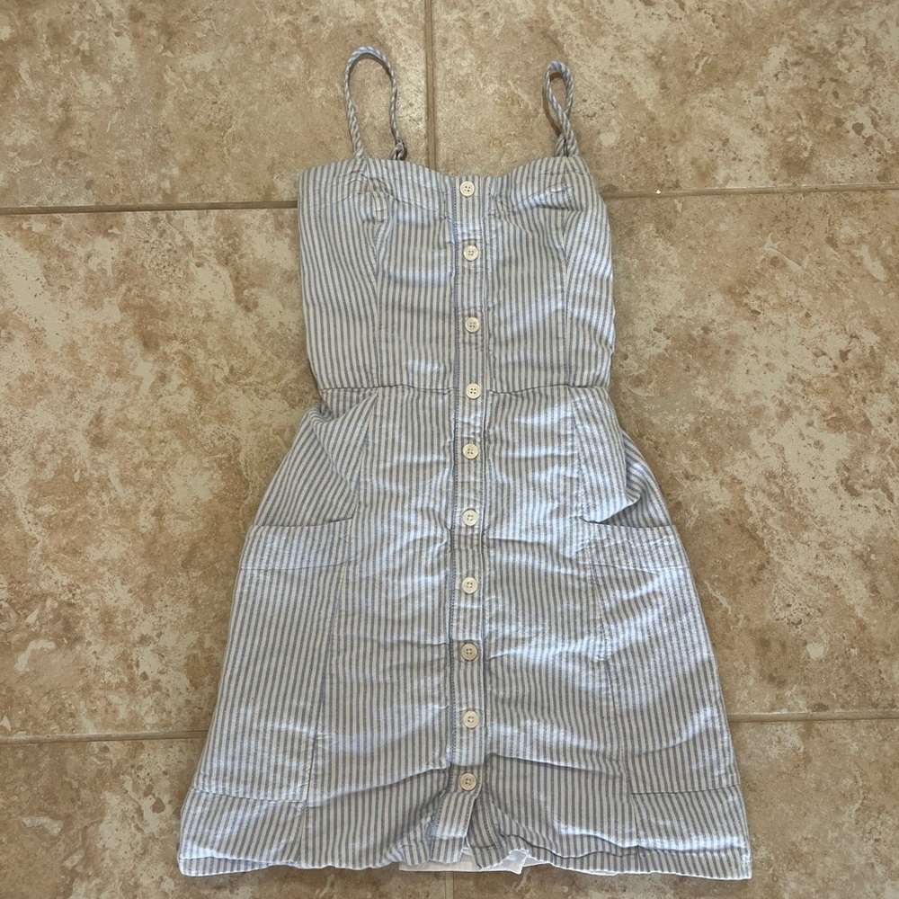 Abercrombie & Fitch XS Stripped Button Front Mini Dress Blue And White Summer